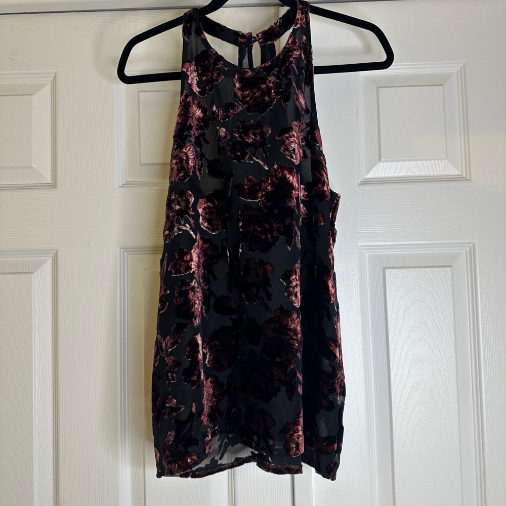 BB Dakota Gothic Velvet Burnout Floral Tank Top Medium